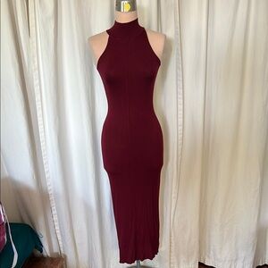 Mango MNG Burgandy turtleneck Sleeveless sweater  Midi Dress